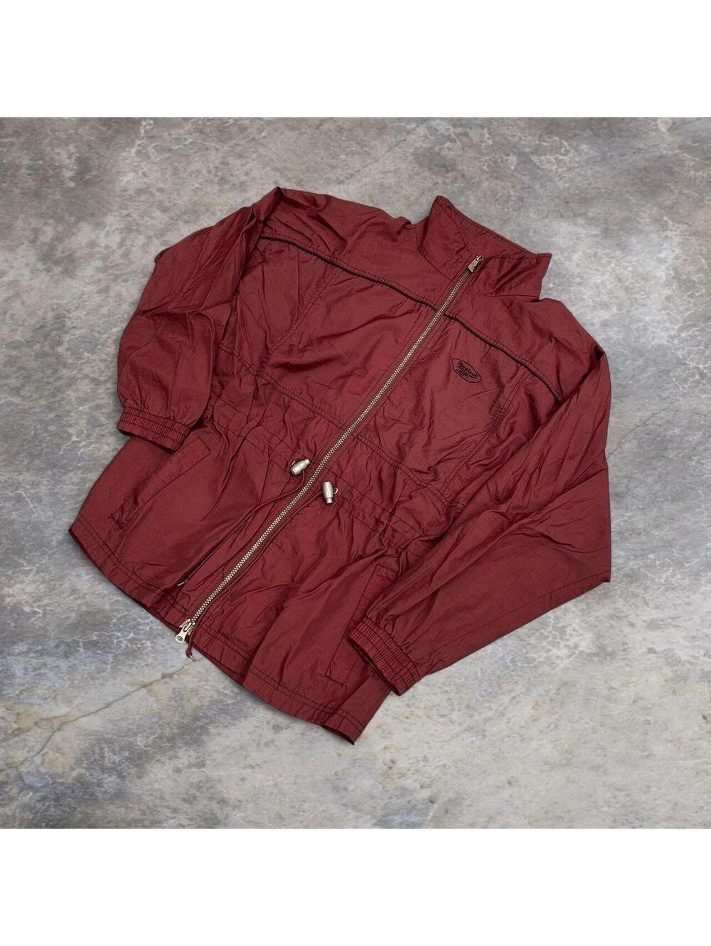 Burgundy Reebok windbreaker jacket with adjustable waist jacket